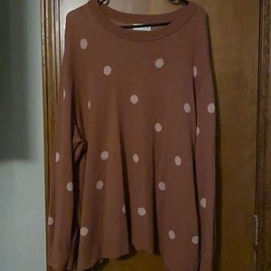 Mauve sweater with pink polka dots